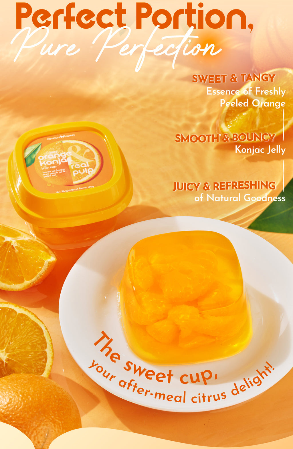 Juicy Orange Konjac Jelly Cup & Real Pulp  (100g x 2 cups)
