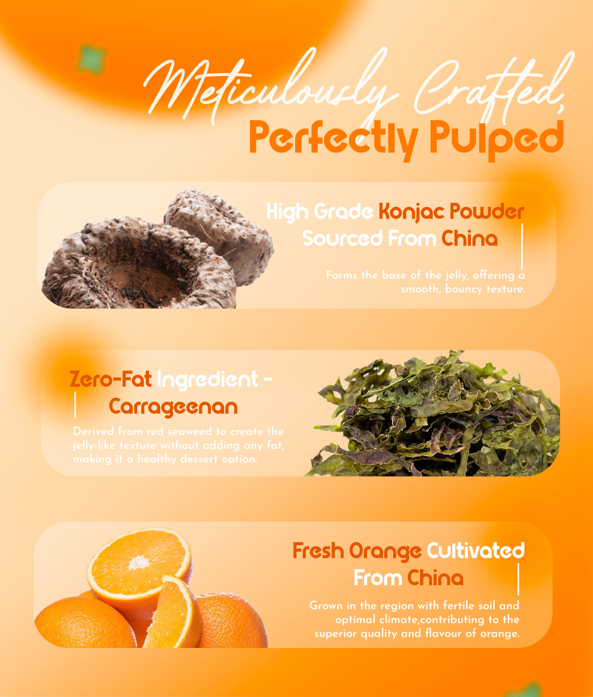Juicy Orange Konjac Jelly Cup & Real Pulp  (100g x 2 cups)