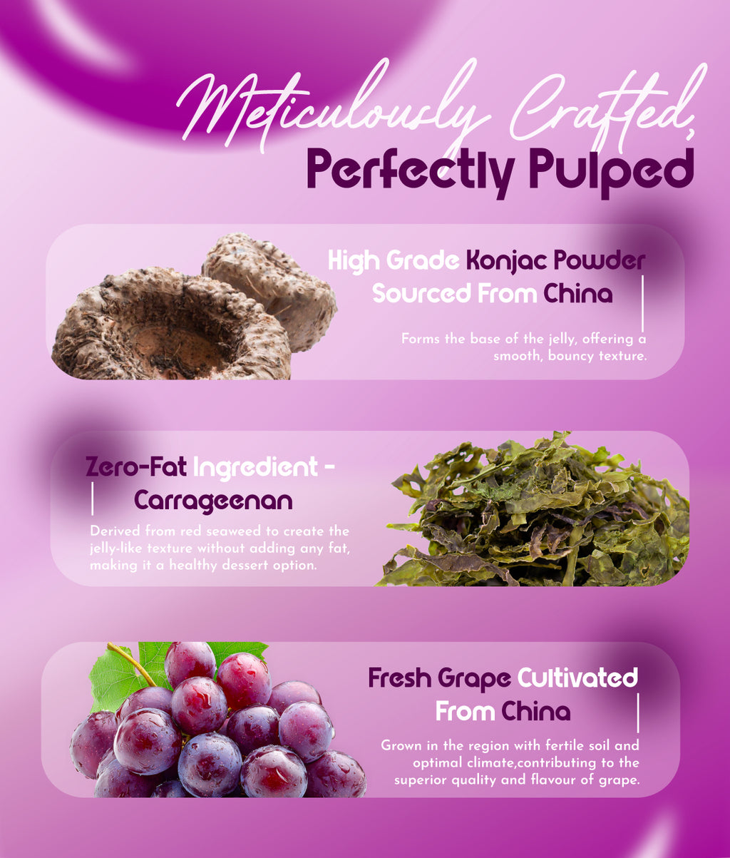 Chewy Grape Konjac Jelly Cup & Real Pulp  (100g x 2 cups)