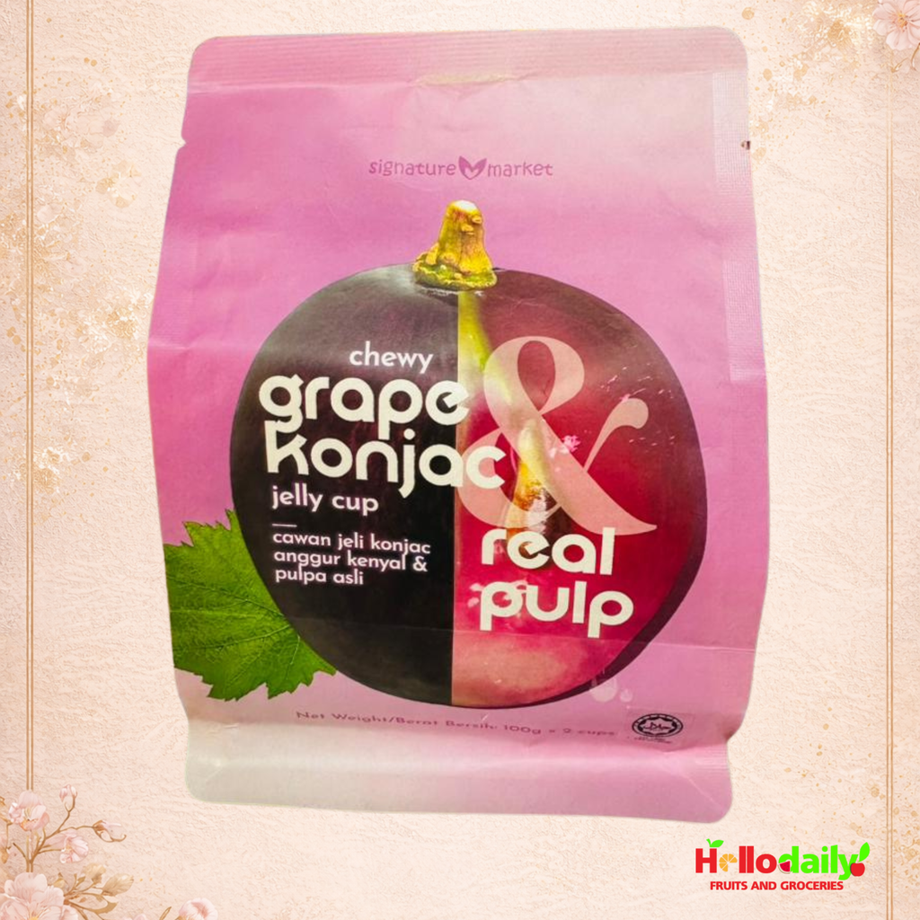 Chewy Grape Konjac Jelly Cup & Real Pulp  (100g x 2 cups)