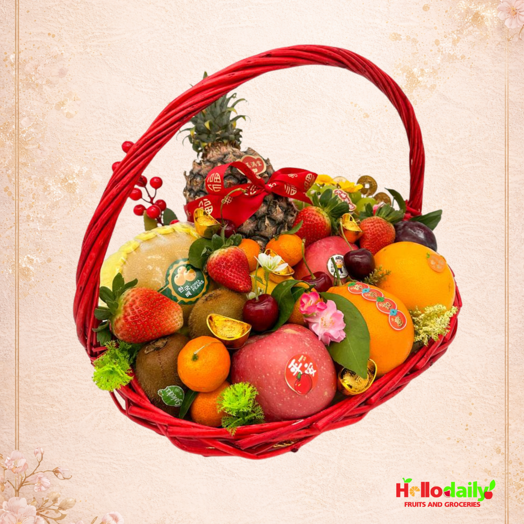 Golden Prosperity Basket Hamper-CNY Festive Red SIze L