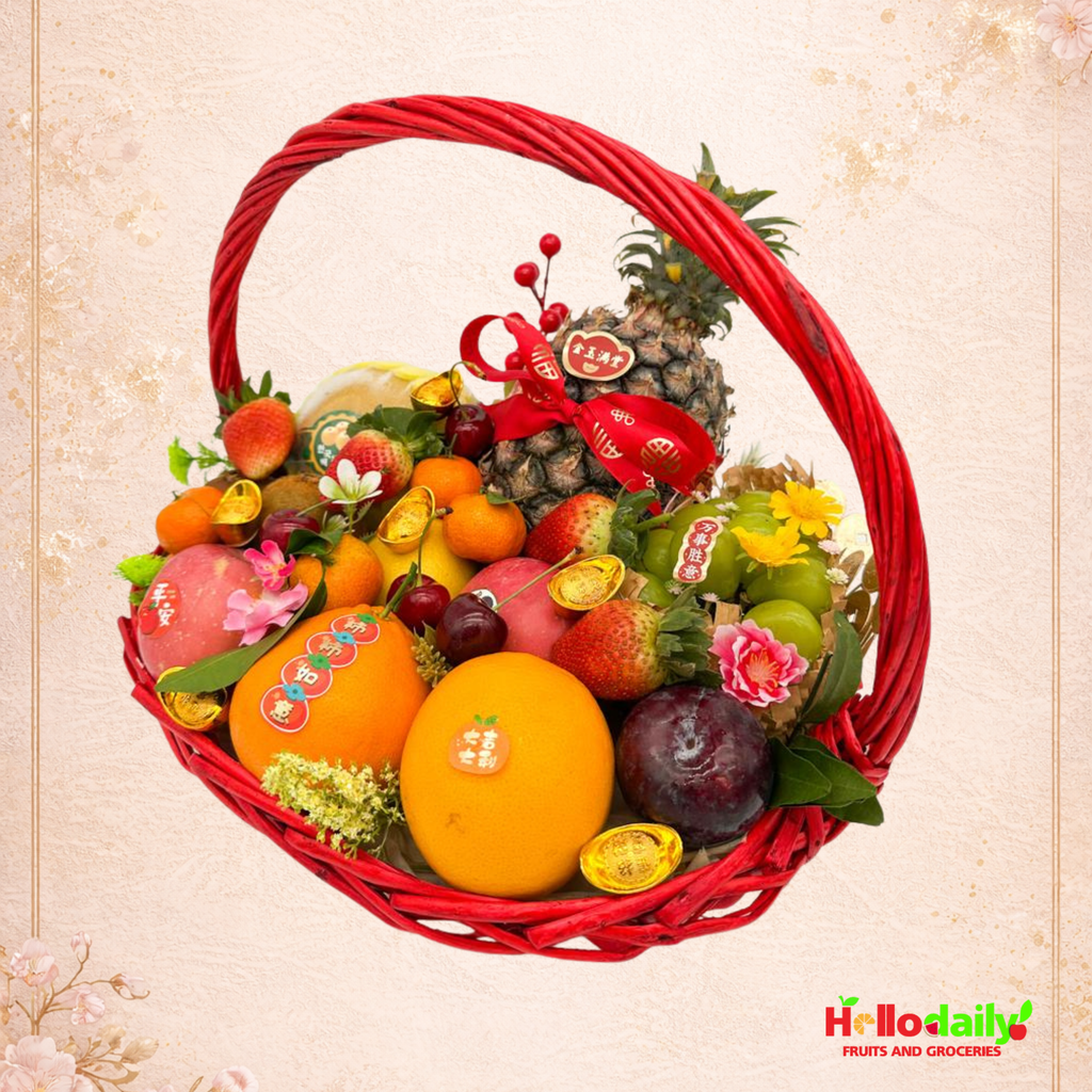 Golden Prosperity Basket Hamper-CNY Festive Red SIze L