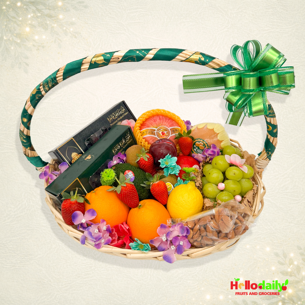 Hamper Prestige Seri Mahkota - Bakul Buah-buahan Premium (Beige, saiz XL)